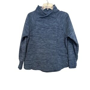 St John's Bay Petite Blue‎ Space Dye Funnel Neck Long Sleeve Pullover Top PL
